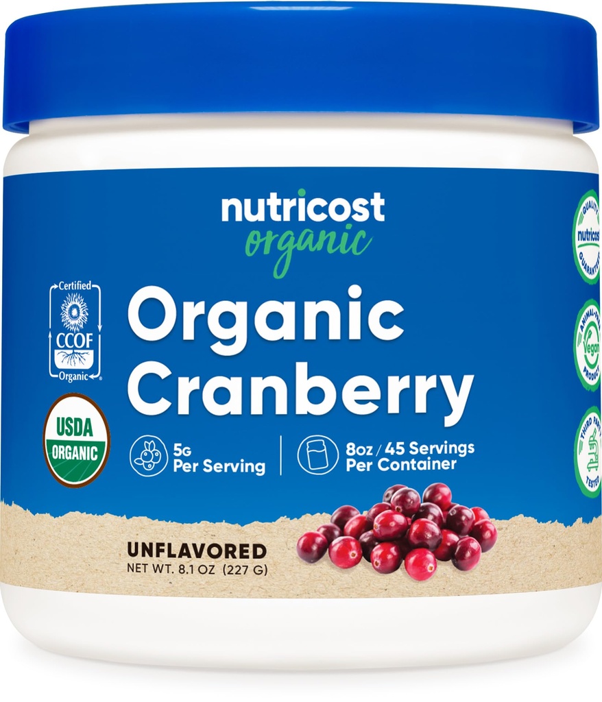 Nutricost Biologische Cranberry Poeder, 8 oz, 5G per portie - Non-GMO, Glutenvrij