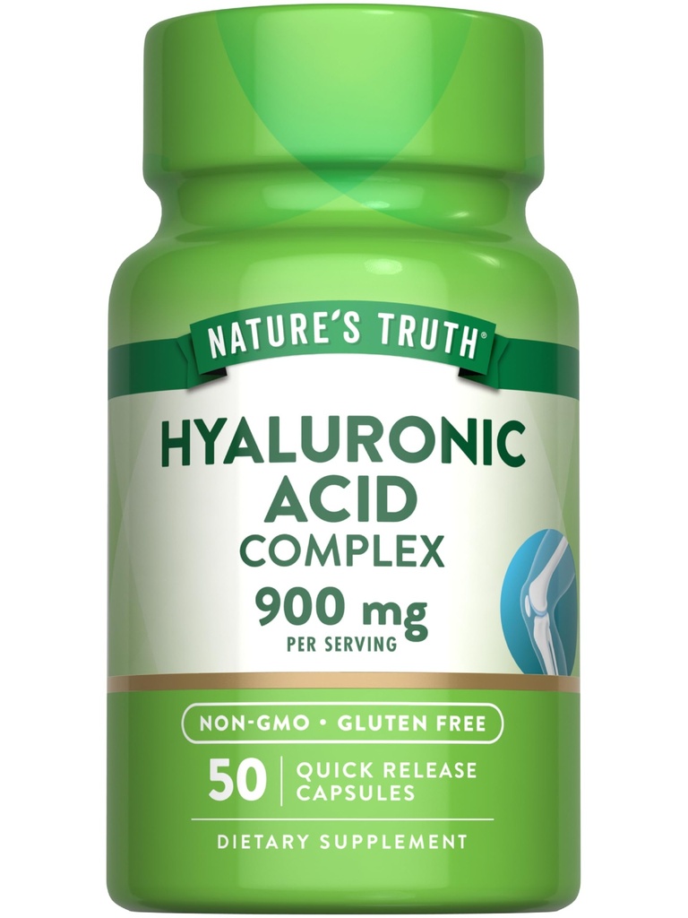La vérité de la nature Acide hyaluronique avec collagène et MSM , 900mg , 50 Capsules , Supplément sans OGM et sans gluten