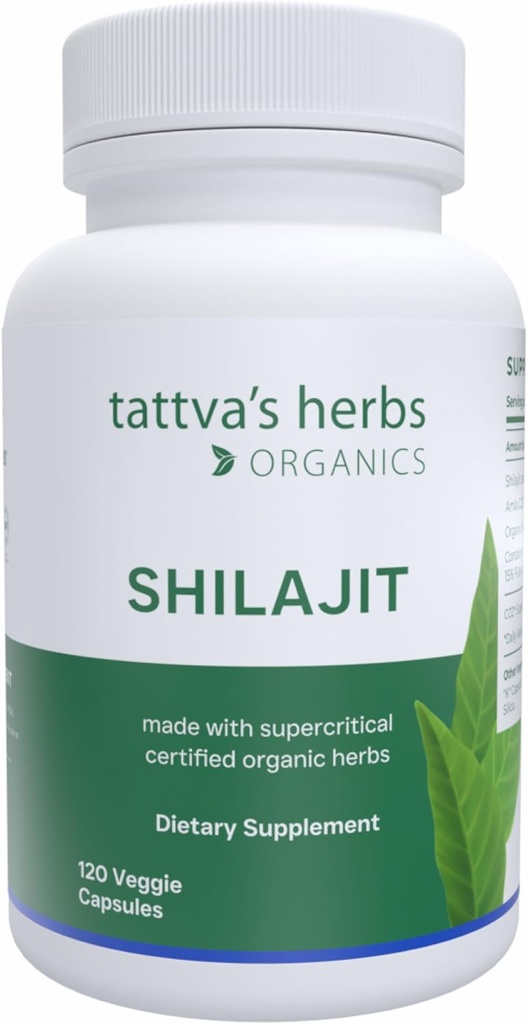 Tattva's kruiden Shilajit kruidensupplement, Shilajit voor mannen en vrouwen, Himalaya Shilajit Capsules, Shilajit Extract, 1 Pack, 120 Telling, 25 Jaar Premium Service