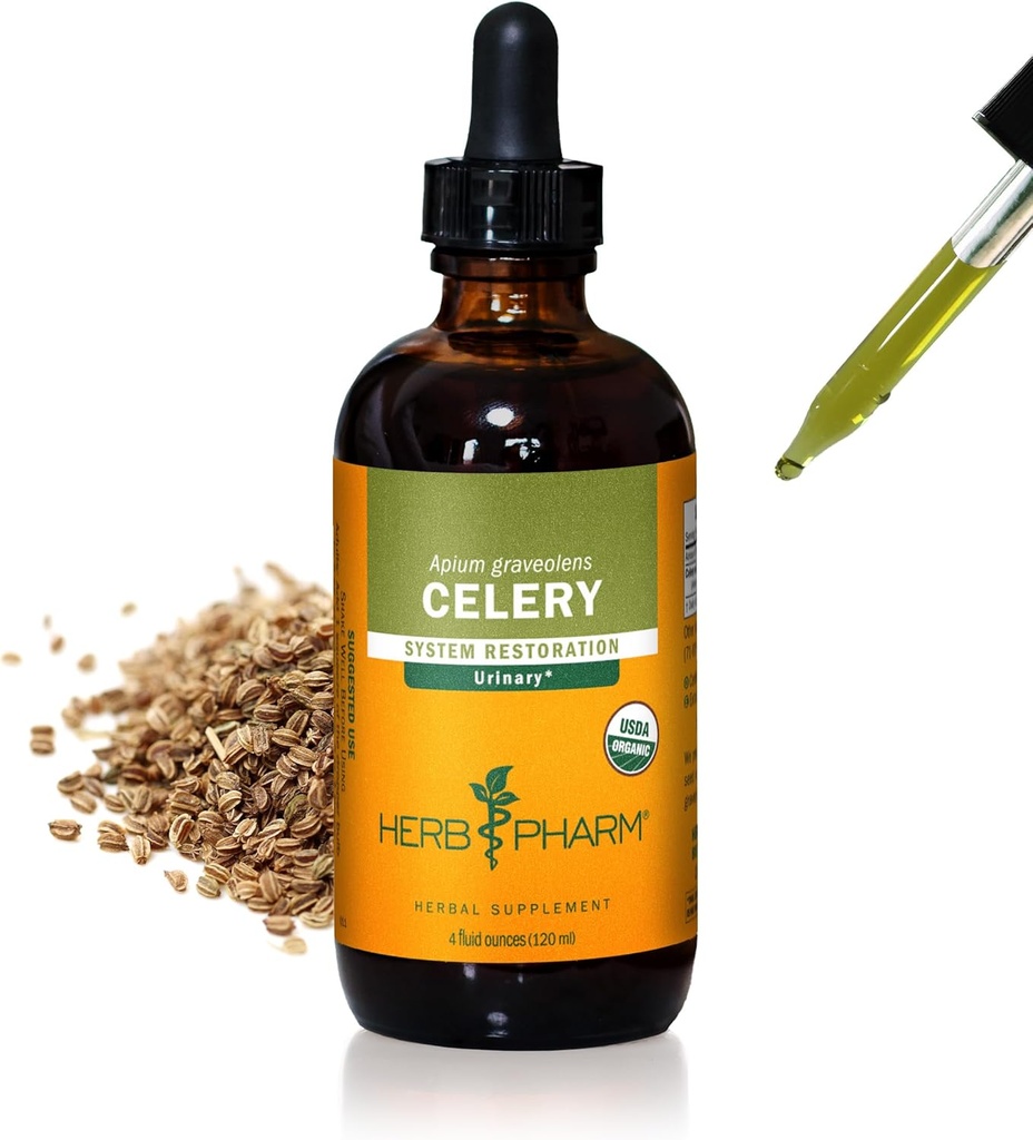 Herb Pharm Certified Organic Seldery Seed Liquid Extract for Urinary System Support - 4 Ounce