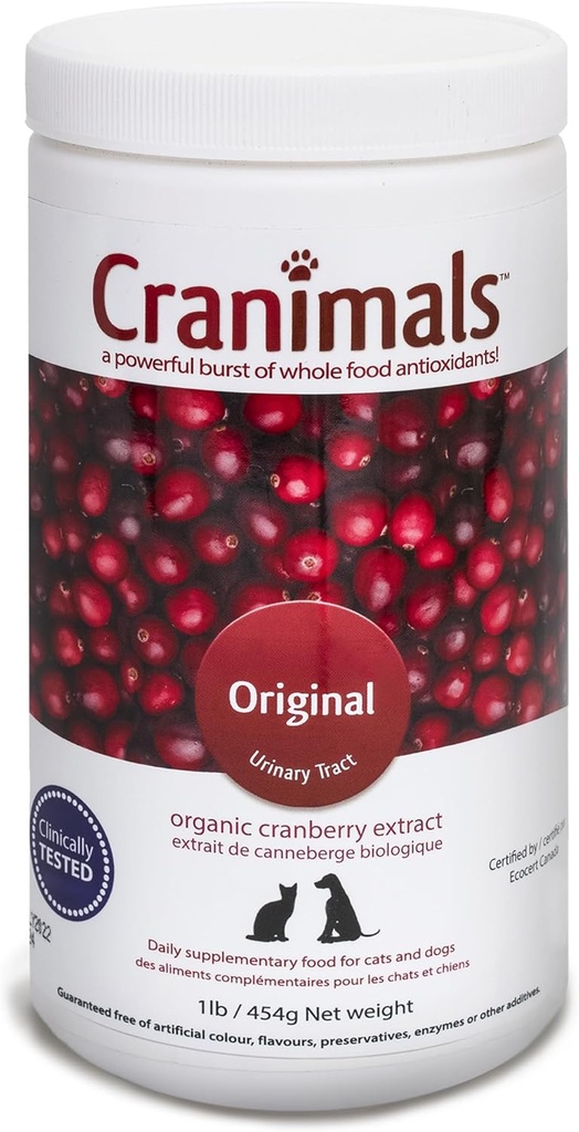 Cranimals Cranberry Powder for Dogs UTI Supplement 6 maand Supply, voorkomt UTI's, Incontinentie en Struviet Stenen, vervangt antibiotica & Prescription Diets, klinisch getest.