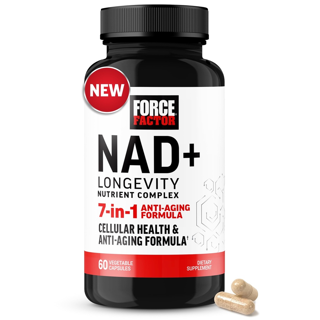 FACTEUR DE FORCE NAD+ (NMN ou nicotinamide Riboside Alternative) avec resvératrol, Astaxanthin, Spermidine et complexe de lutéolin, NAD pour soutenir la santé cellulaire et le vieillissement en santé, 60 capsules