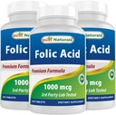Best Naturals Foliumzuur 1000 mcg (vitamine B9), 240 tabletten (1000 mcg (verpakking 3))