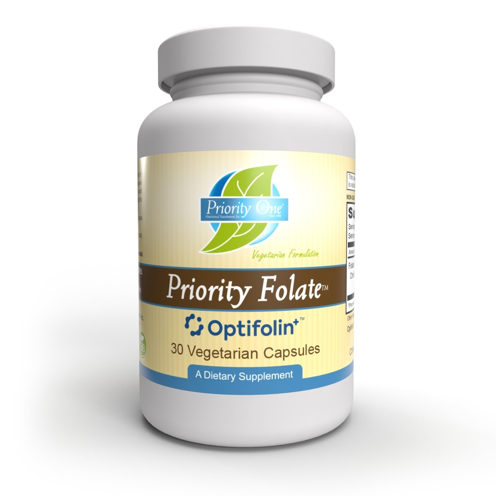Prioriteit één vitamines - Prioriteit Folaat 30 capsules - Superieur Folaatsupplement met Optifolin+TM 5MTHF Folaat