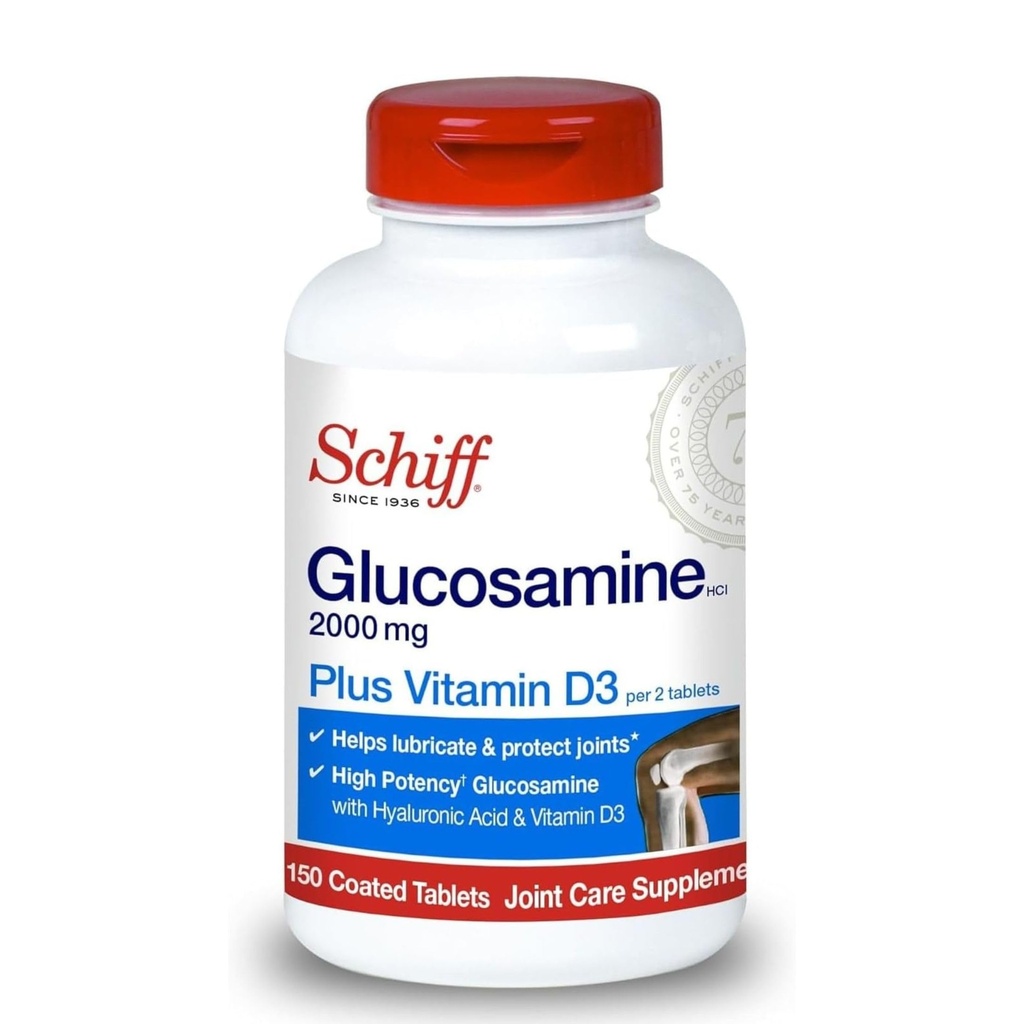 Schiff Glucosamine 2000mg met vitamine D3 en Hyaluronzuur, 150 tabletten - Joint Supplement