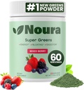 Super Greens Powder, 60 porties - Immuniteit, Digestieve enzymen & Probiotica voor energie, Gut Health, Bloating Relief for Women - Greens Superfood Powder - Mixed Berry