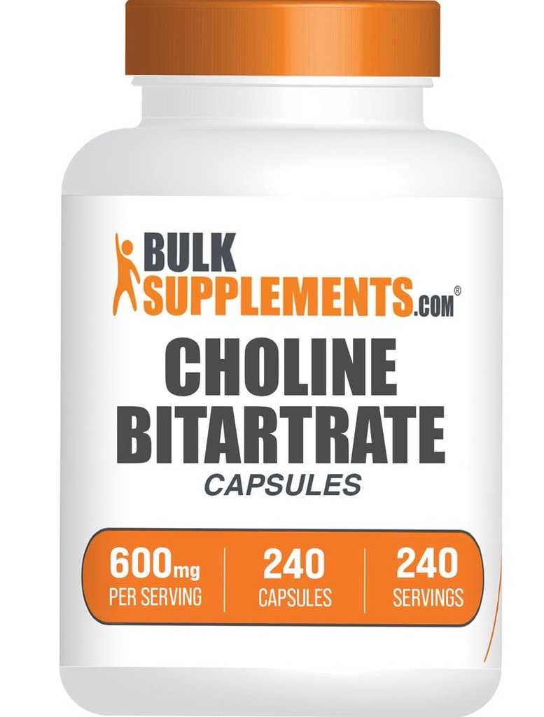 BulkSupplements.com Choline Bitrate Capsules - Choline Supplementen, als Choline L-Bitrate - Choline 600mg, 2 Capsules per Serving, 240 Capsules (Pack of 1)
