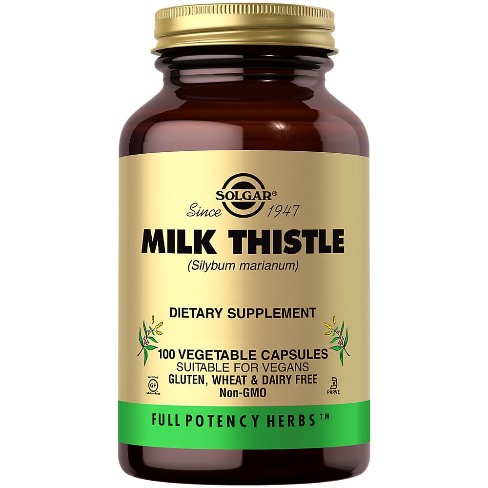 Solgar Milk Thistle - 100 plantaardige capsules - Volledige Potentie (FP) - Non-GMO, Veganistisch, Glutenvrij, Zuivelvrij, Kosjer - 100 porties