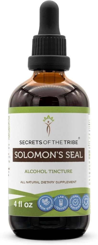 Geheimen van de Stam Solomon seal tinctuur Alcohol Extract, High-Potency Kruidendruppels, Tinctuur Gemaakt van Wildcrafted Solomon's Seal Polygonatum odoratum Respiratory System Health 4 oz