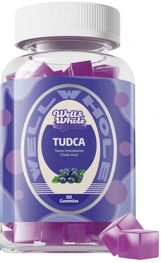 Well&Whole Bile Salls Supplement TUDCA Gummies 1000mg + Thistle de lait 500mg - Soutien clinique du foie pour la désintoxication et la digestion - Vegan, non-OGM - 60 Compte s