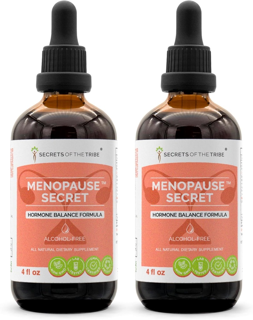 Menopauze Geheime Alcoholvrij, Glycerite Black Cohosh, Vitex, Red Clover, Maca, Dong Quai, St. John's Wort. Tinctuur, Herbal Extract Hormone Balance Formule 2x4 OZ