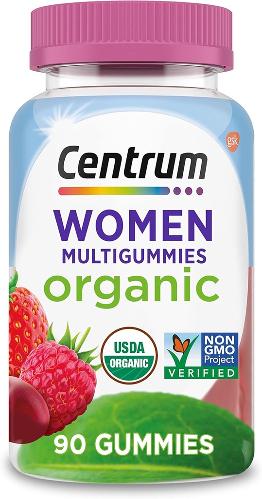 Centrum Vrouwen Biologische Multigummies Vrouwen Multivitamine Gummies Biologische Multivitamine voor Vrouwen met essentiële voedingsstoffen voor Immune Ondersteuning, Metabolisme, en Haar Huid en Nagels Vitaminen - 90 Ct