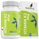 Nutrizing K2 vitaminesupplement MK-7 - hoge sterkte 600 mcg - Ondersteunt bot en arteriële gezondheid - 90 Vegan Capsules - vitamine K2 voor mannen en vrouwen - 3 maanden levering