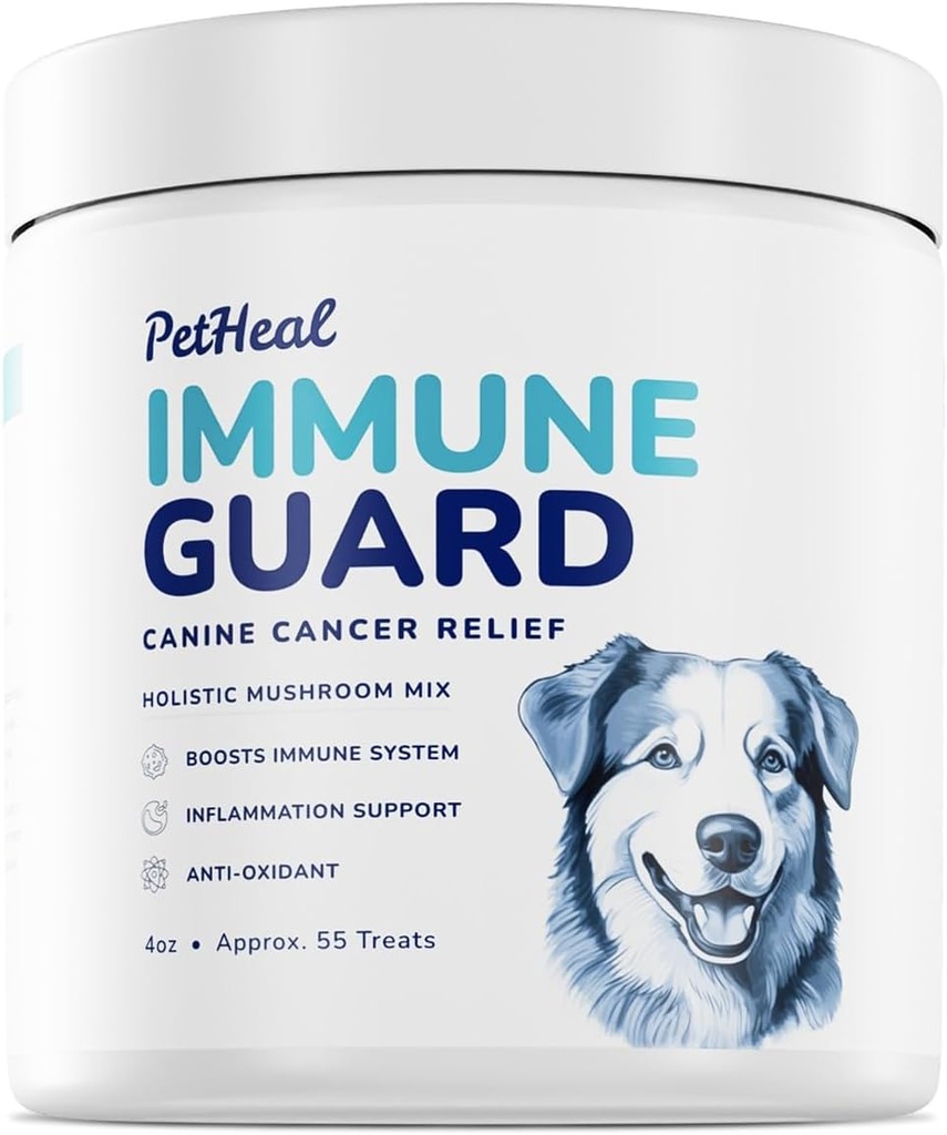 PetHeal Immune Guard - Geavanceerde ondersteuning voor honden met kanker- Natuurlijke ingrediënten - Pindakaas smaak - APRX. 55 Zachte Kauwen