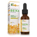 Vegan vloeibare druppels vitamine D3 K2 (MK7) - 100% plantaardige vloeibare vitamine D versterkt met kokosolie voor maximaal absorptie - 1 portie = 1000 IE VIT D3 en 200 mcg VIT K2
