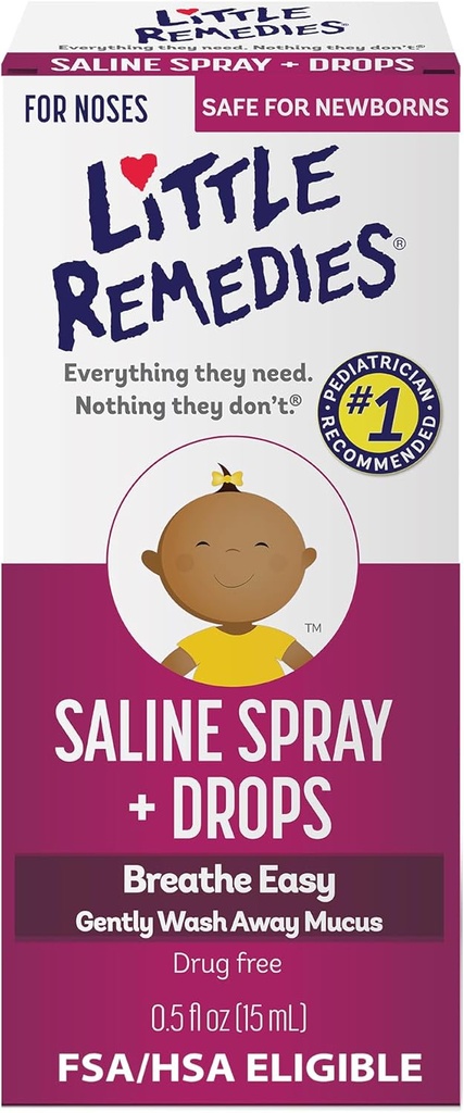 Little Remedies Saline Spray and Drops, Safe for Newborns, 0,5 fl oz
