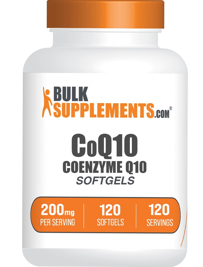 BulkSupplements.com CoQ10 200mg Softgels - voor Hart Gezondheid, Co-enzym Q10 200mg Supplement, Glutenvrij, 1 Softgel per Serving, 120 Telling (Pack of 1)