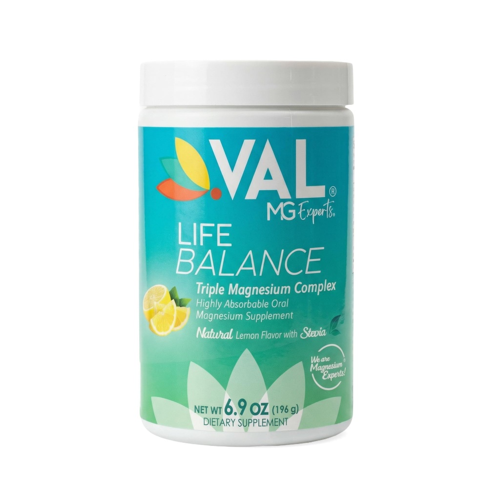 Poudre complexe VAL Triple Magnésium – Citrate, Glycinat, Taurat – Boissons anti-stress – Saveur de citron naturelle – 400mg Magnésium, Vitamine B6 – 6,9 Ounce - 70 portions (paquet de 1)