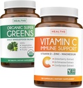 Super Greens & Vitamine C (2-maandvoorraad) Super C Greens Bundle of Organic Super Greens Powder - Complete Superfood (120 capsules) & & & Vitamine C Immune Support (120 Vegetarian Capsules)