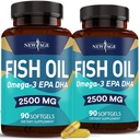 NEW AGE Omega 3 Fish Oil 2500mg Supplement Non GMO - EPA, DHA Vetzuren Glutenvrij (180 Softgels (verpakking 2))