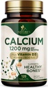 Calcium 1200 mg met vitamine D3 - Bone Health Supplement, vitamine D & Calcium supplementen voor vrouwen en mannen - bot sterkte, tanden & Immune Ondersteuning, Nature's Calcium Pillen, gebotteld in de VS - 120 tabletten