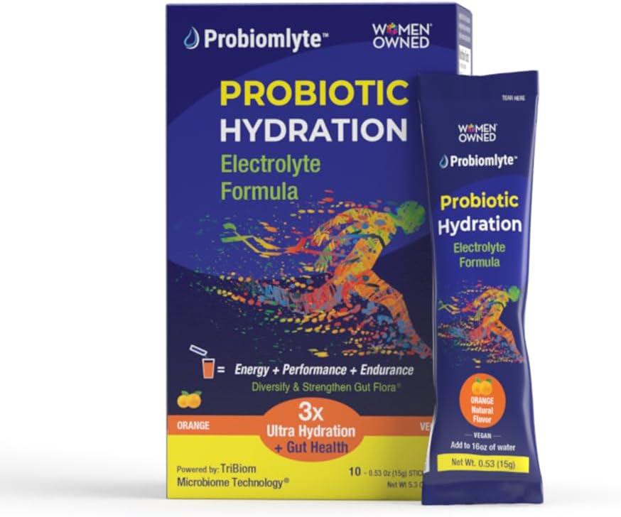 Probiomlyte- Probiotic Hydration Amplifier (Orange) met gepatenteerde Tribiom Microbiome Technology for Endurance, Performance, Energy and Gut Health