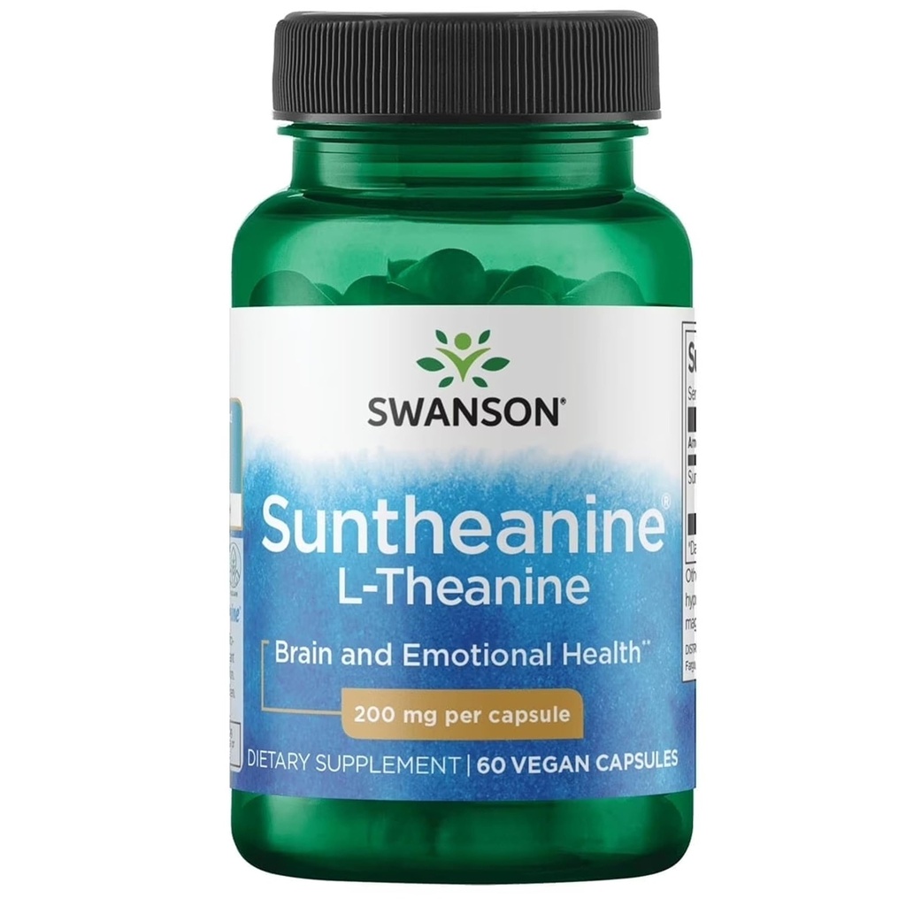 Swanson Suntheanine L-Theanine Supplement - 200 mg (60 Vegan Capsules)