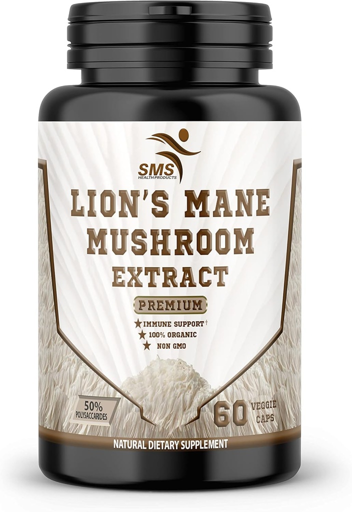 Lion's Mane Pillen Paddenstoel Cognitie Capsules (60 Veggie Capsules) 30% Polysacchariden- Lions Mane Extract Capsules 