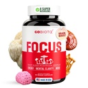 GOBIOTIX Focus Lions Mane Supplément - Complexe de champignons - Nootropics Adaptogènes Vitamines - Mémoire, clarté, énergie, support immunitaire, Cordyceps, Reishi, Chaga et Maitake - 90 Capsules