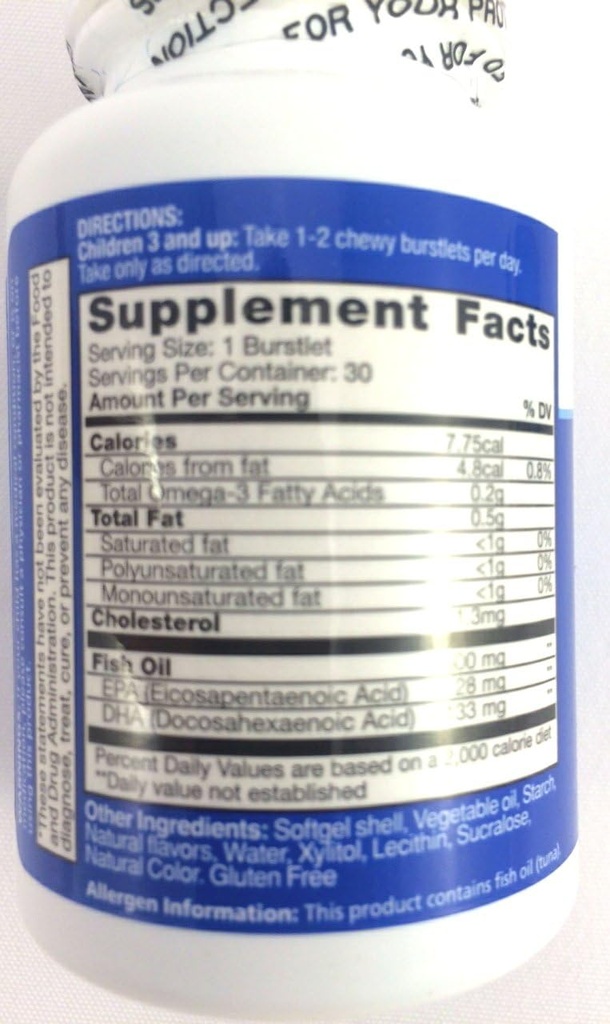 Enfants Smart Hi DHA Omega-3 Huile de poisson 30 ea, Burstlets à croquer, Berry, Paquet de 2