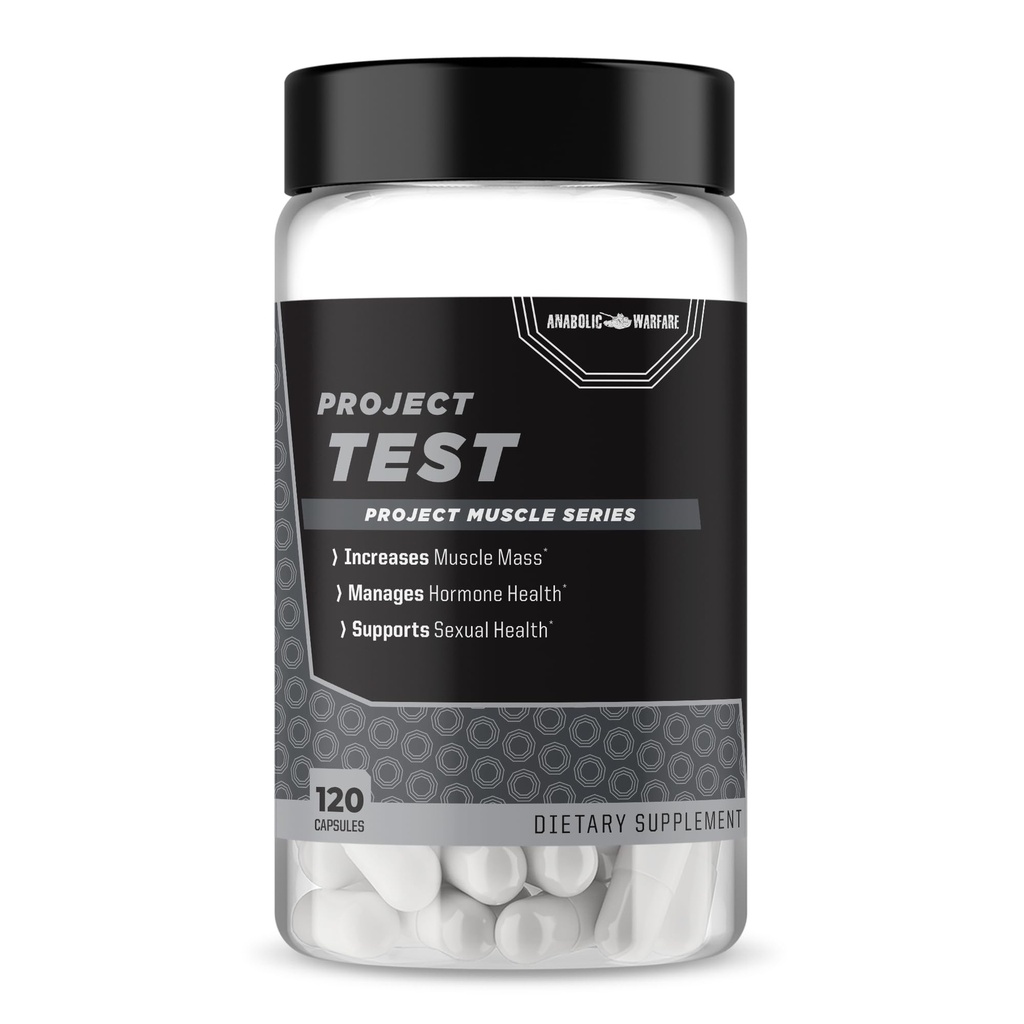 Anabole Warfare Project Test, Ondersteuning Spiermassa & Strength*, Beheer Hormone Health*, Ondersteuning Seksuele Gezondheid*, Gemaakt met Botanicals