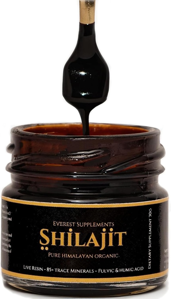 Shilajit Pure Himalaya Organic Shilajit Resin - Shilajit for Men - Gold Grade 500 mg Maximale Potentie - 85 Trace Minerals & Fulvic en Humic Acid for Energy Immune Support, 30 Gram
