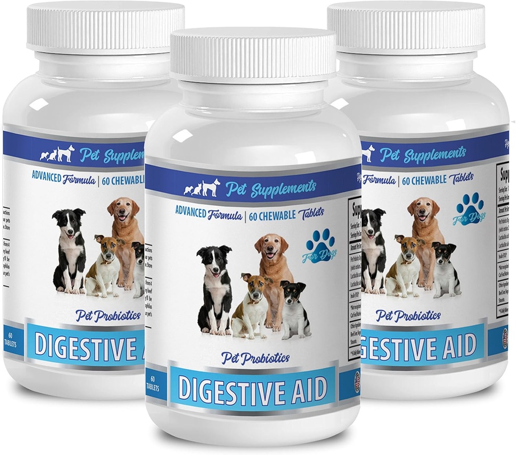 slechte hond adem alle natuurlijke - DOG DIGESTIVE HULPPROBIOTISCHEN - NATUURLIJKE AANPAK - OPLOSSING TOT BAD BREEKT EN GAS - COUNTER DIARRHEA - lactobacillus acidophilus voor honden - 3 flessen (180 Treats)