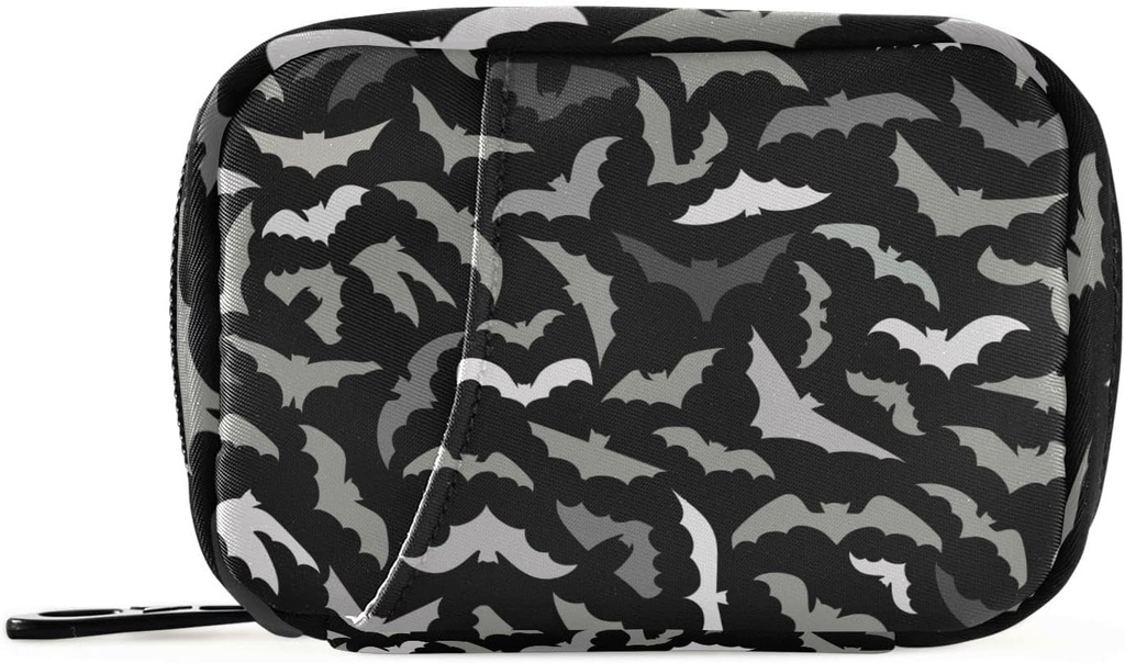 Pill Box Halloween Bats 7 Day Pill Case Travel Pill Organizer Bag with Zipper Portable Weekly Vitamin Medicine Supplement Holder Pouch Bag