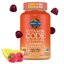 Garden of Life Vitamin Code D3 & K2 Gummies with Prebiotics and Probiotics - Bone Health, Immune Health, and Digestive Support, Non-GMO, Glutenvrije, Raspberry Citroen Smaak, 45 Gummies