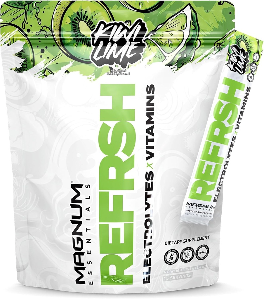 MAGNUM ESSENTIELS REFRSH Electrolytes x Vitamines 15 Sac de service - Kiwi Lime