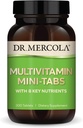 Dr. Mercola Multivitamin Mini-Tabs, 30 portions (300 comprimés), avec 8 nutriments clés, suppléments alimentaires, soutient la santé immunitaire et cérébrale, non OGM