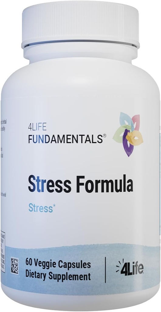 4Life Stress Formula, Dieetsupplement, Ondersteunt zenuwstelsel en slaap met citroenbalsem, kamille & Valeriaanwortel, 60 capsules