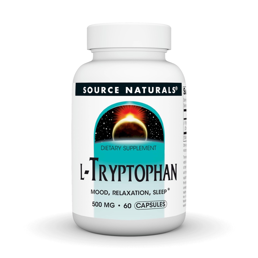 Bron Naturals L-Tryptofaan, voor Mood, Ontspanning en Slaap*, 500mg - 60 Capsules