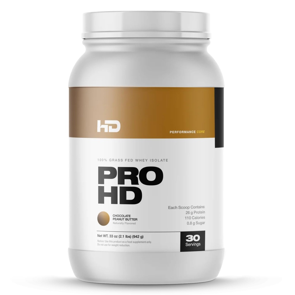 HD MUSCLE ProHD Protein | 100% Grass Fed Whey Isolate | 25g Protein, 114 Calories, 0g Fat | Zero Fillers or Amino Spiking | 30 Servings (Chocolate Peanut Butter)