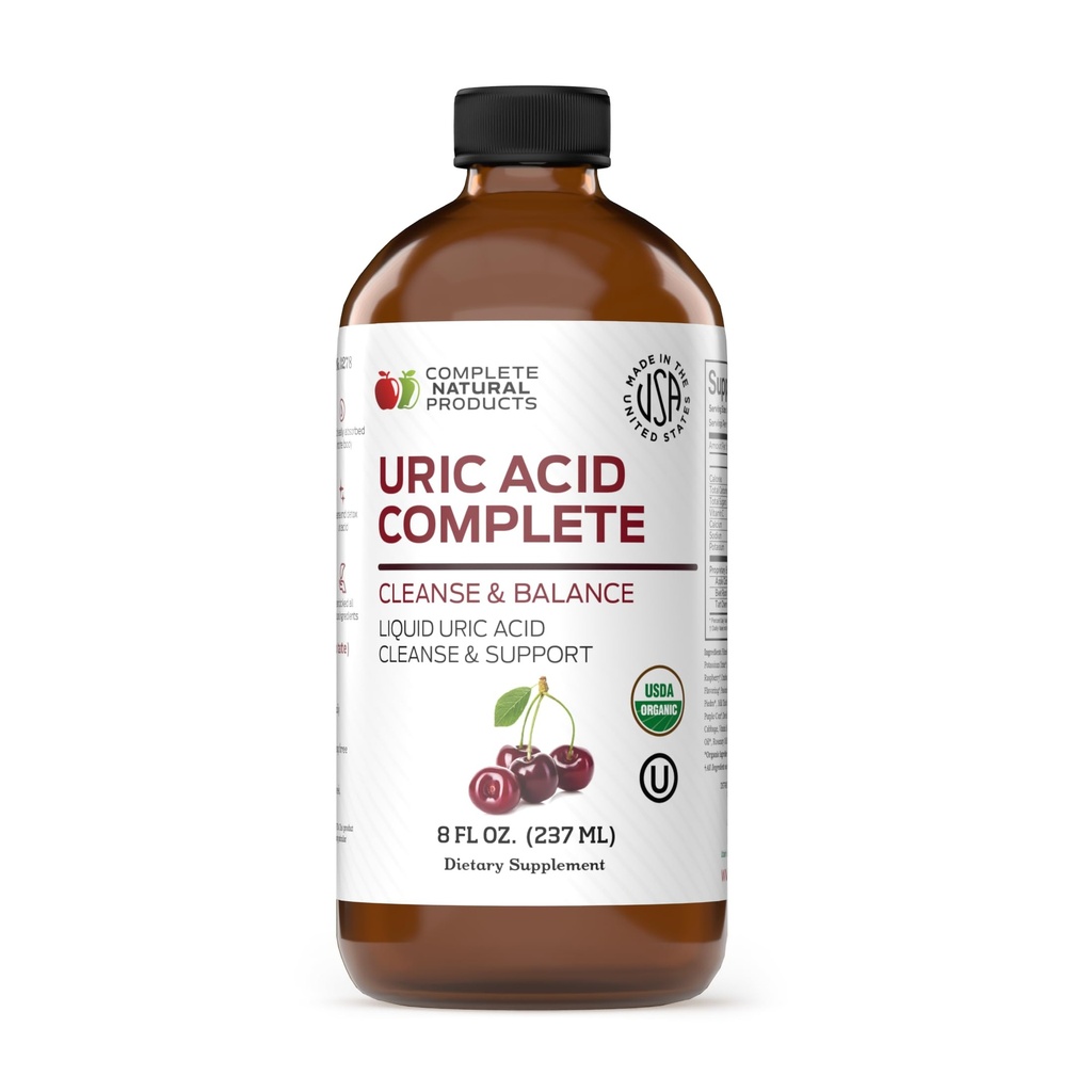 Produits naturels complets Acid Uric Complet - Supplément liquide de 8 oz pour soutenir le nettoyage de l'acide Uric, la santé rénale et la circulation avec vinaigre de cidre de pomme, cerise de tart et racine de betterave.