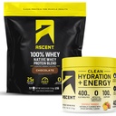 Ascence 100% poudre de protéines de lactosérum, chocolat 4 lb & hydratation + électrolytes énergétiques, mangue orange 40 portions