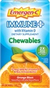 Emergen-C Immune+ Kauwtabletten 1000mg Vitamine C Tablet, met Vitamine D, Immune Ondersteuning Dieetsupplement voor Immuniteit, Oranje Blast smaak - 14 Tellen