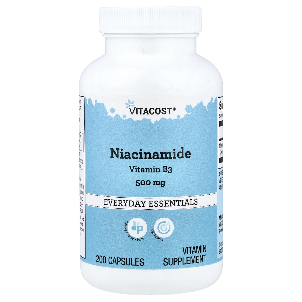 Vitacost Niacinamide (Vitamine B-3) - Non Flush Niacin - 500 mg - 200 gélules
