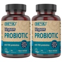 DEVA Vegan Probiotica met FOS Prebiotica Supplement - 2 miljard CFU met 100 mg Prebiotica Per portie voor mannen en vrouwen - Non-Dairy Gluten Free - Natuurlijk Plank Stable - 90 Capsules (verpakking van 2)