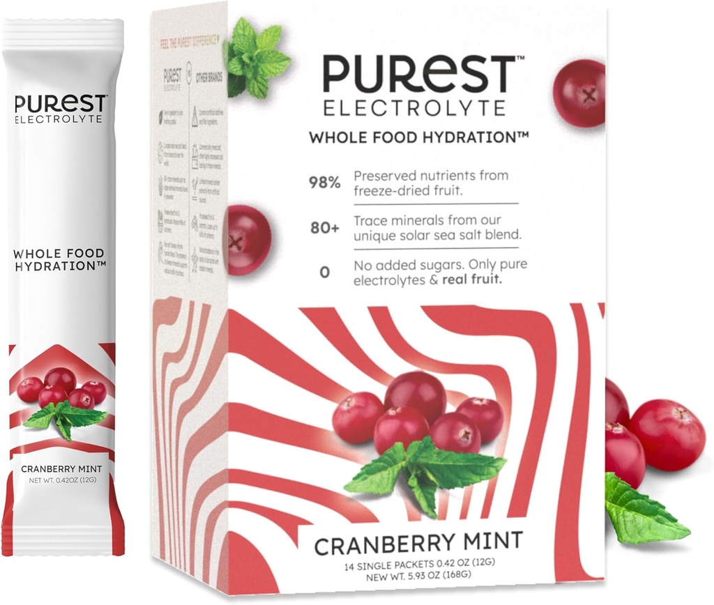 Ken Brainer New! Purest Electrolyte Cranberry Mint Powder Packets 