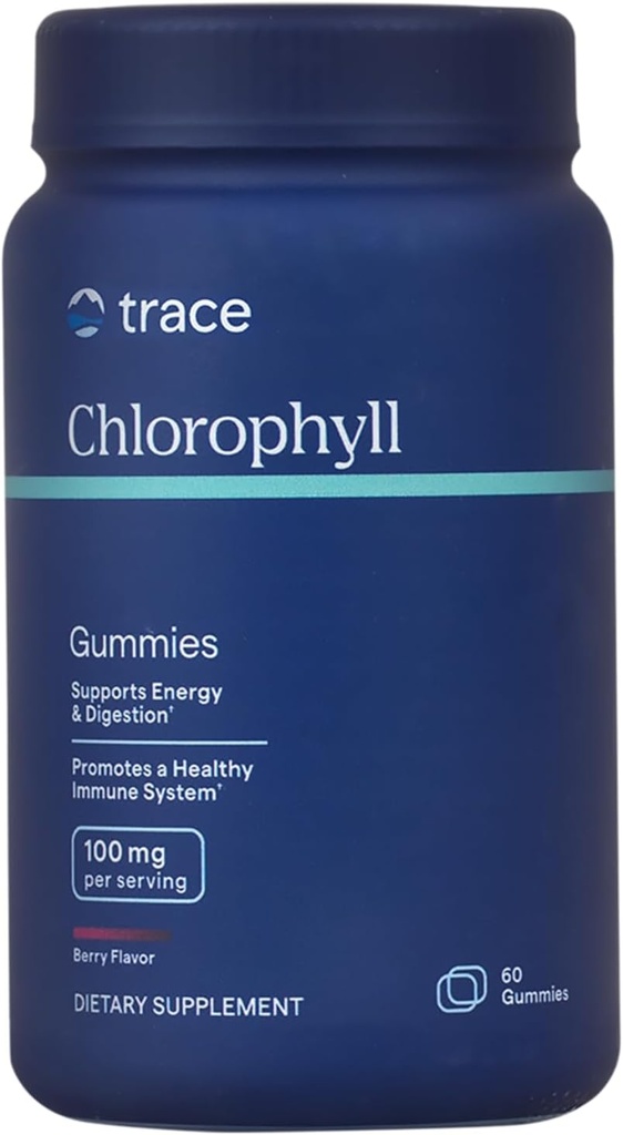 Trace Minerals Chlorofyl Gummies, 100mg - Ondersteunt gezonde spijsvertering, Immune & Skin Health - Natuurlijke energie en celfunctie Formule met maximale absorptie - Berry Flavor, 60 Gummies (30 Serves)