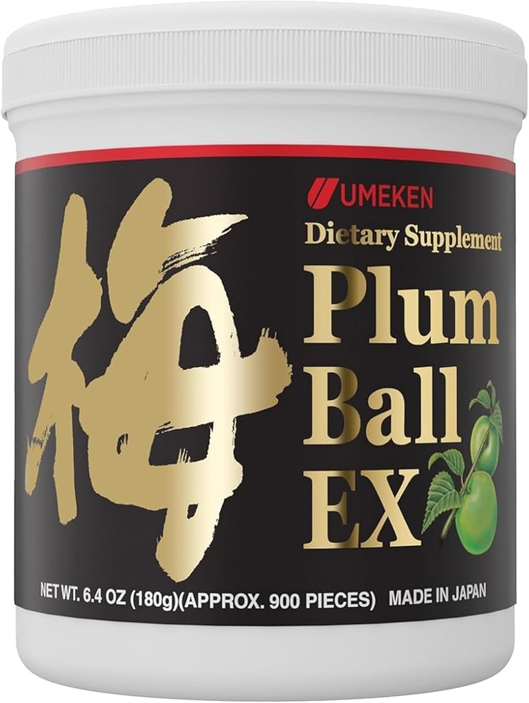 Umeken Plum Ball EX, Geconcentreerde Extract met Antioxidanten, Citroenzuur en Mumefural, Dagelijkse Supplement, Japanse Groene Plum Extract, 3 Maand Levering, 6.4oz, 180g Fles, Verpakking van 1