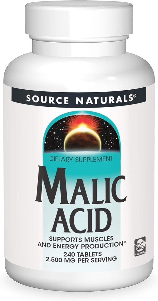 Bron Naturals Malic Acid, ondersteunt spieren en energieproductie*, 2.500 mg - 240 tabletten
