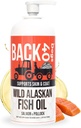 BACK 40 Chiens Huile de poisson sauvage de l'Alaska pour chiens, peau et manteau Supplément pour chiens et chats, Omega-3-Rich Salmon and Pollock Oil, EPA & DHA Huile de saumon pour chiens pour cerveau, coeur et articulations 32 fl oz